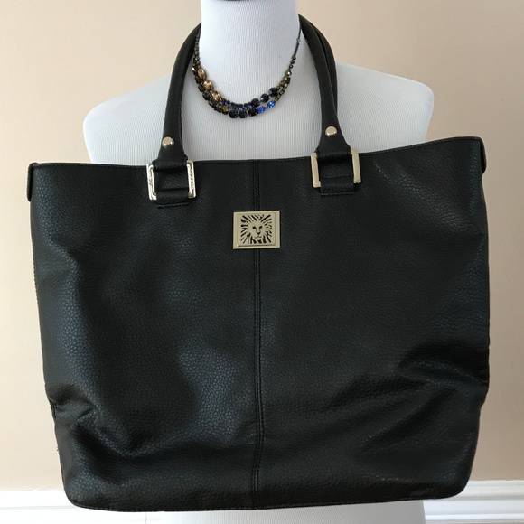 Anne Klein Handbags - Anne Klein Large Black Faux Leather Tote